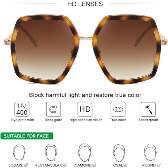 NIB-WOWSUN Oversized Big Fashion Sunglasses fo Women Irregular Fashion Shades - Picture 2 of 5